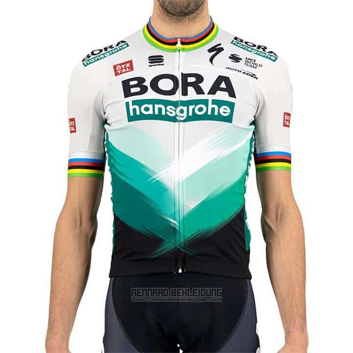 2021 Fahrradbekleidung Bora Champion Wei Grun Trikot Kurzarm und Tragerhose - zum Schließen ins Bild klicken